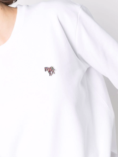 Shop Ps By Paul Smith Zebra-patch Organic Cotton Sweatshirt In White
