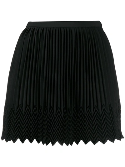 Shop Marco De Vincenzo Zigzag Hem Pleated Skirt In Black