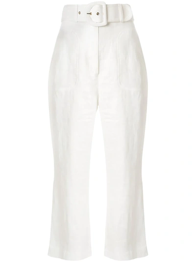 Shop Zimmermann Super Eight Flared Trousers In White