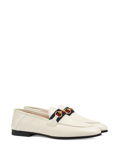 Shop Gucci Web Detail Loafers In White