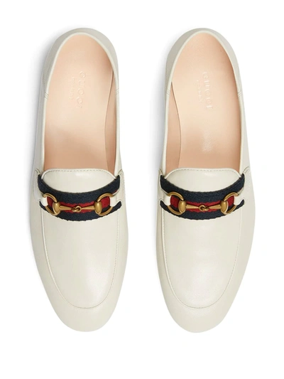 Shop Gucci Web Detail Loafers In White