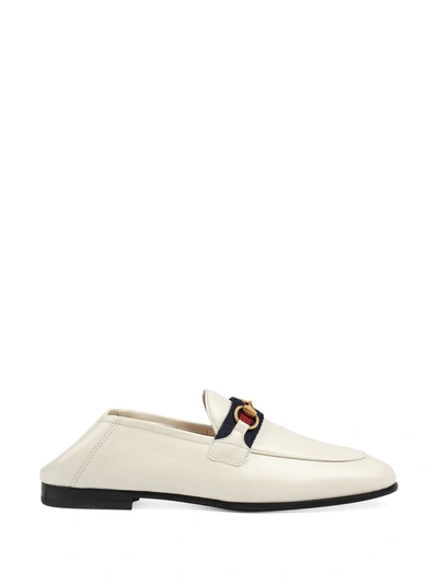 Shop Gucci Web Detail Loafers In White