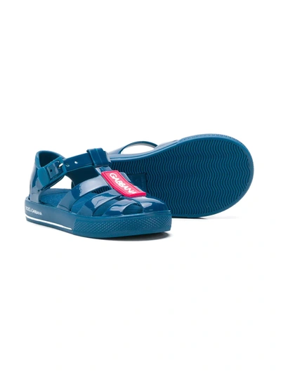 Shop Dolce & Gabbana Branded Jelly Shoes In Blue