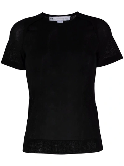 Shop Y-3 Round Neck Short-sleeved T-shirt In Black