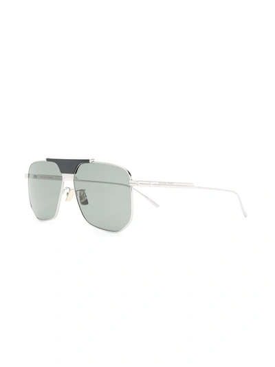 Shop Bottega Veneta Geometric Pilot-frame Sunglasses In Metallic