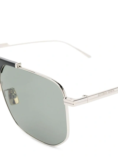 Shop Bottega Veneta Geometric Pilot-frame Sunglasses In Metallic