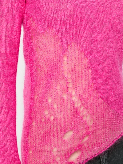 Shop Saint Laurent Half-distressed Jumper In Pink