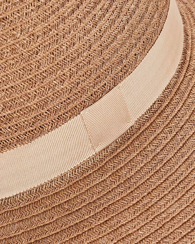 Shop Eugenia Kim Courtney Grosgrain-trimmed Straw Fedora In Beige