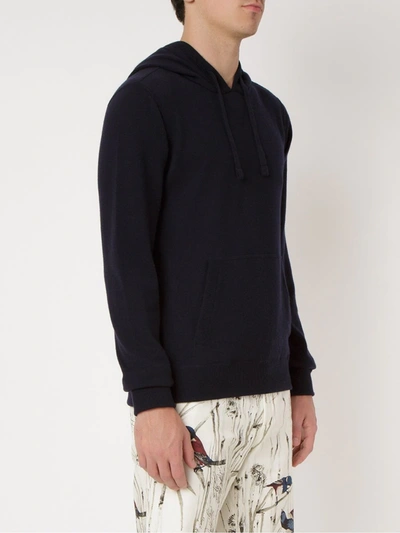 Shop Dolce & Gabbana Cashmere Drawstring Hoodie In Blue