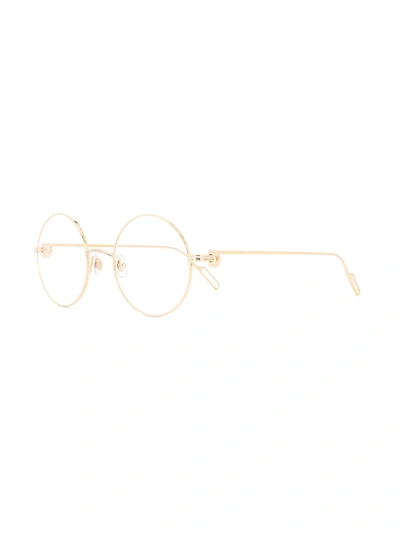 Shop Cartier Round Frame Glasses In Gold