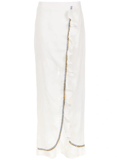 Shop Clube Bossa Ruffled Hare Pants In White