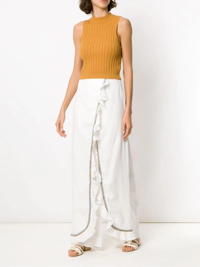 Shop Clube Bossa Ruffled Hare Pants In White