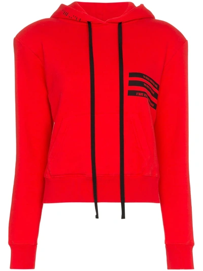 Shop Ben Taverniti Unravel Project Cropped Hooded Cotton Jumper In Red