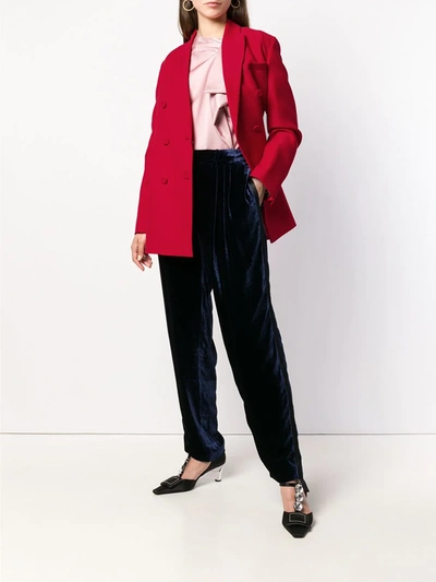 Shop Valentino Double Breasted Blazer In Red