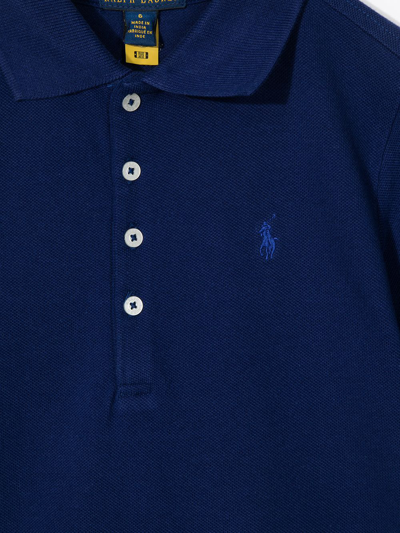 Shop Ralph Lauren Logo Embroidered Polo Dress In Blue