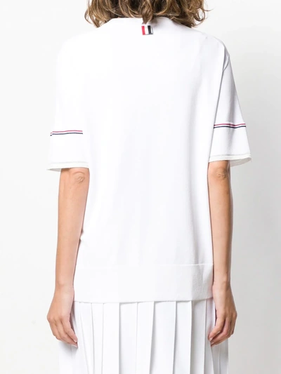 Shop Thom Browne Short-sleeved Rwb-detail T-shirt In White