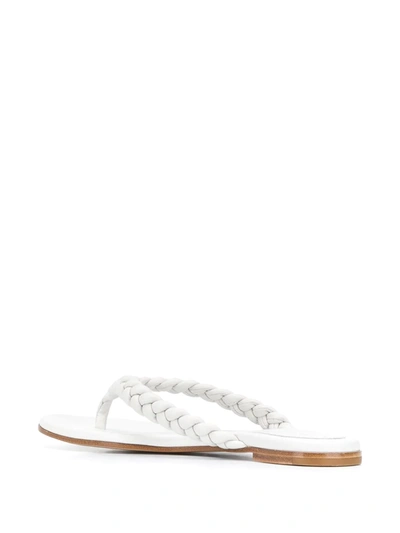 Shop Gianvito Rossi Braided Flip Flops In White