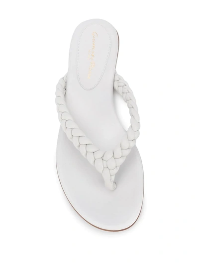 Shop Gianvito Rossi Braided Flip Flops In White