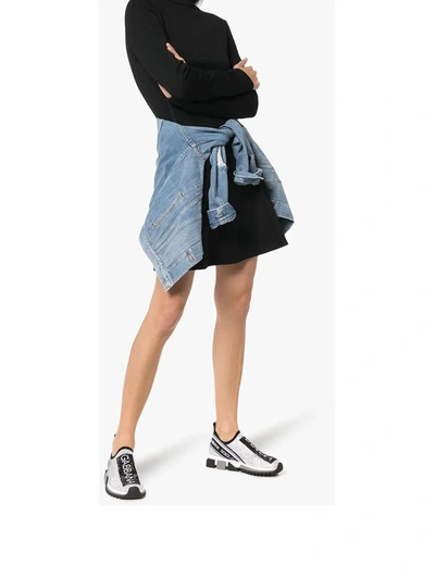 Dolce & Gabbana Sorrento Swarovski Crystal-embellished Logo-print Mesh Slip-on Sneakers In White