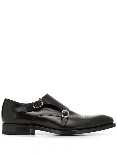 Shop Henderson Baracco Double Buckle Monk Shoes In Brown