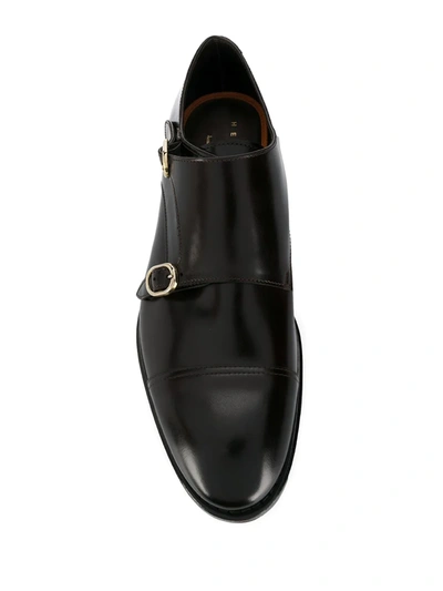 Shop Henderson Baracco Double Buckle Monk Shoes In Brown