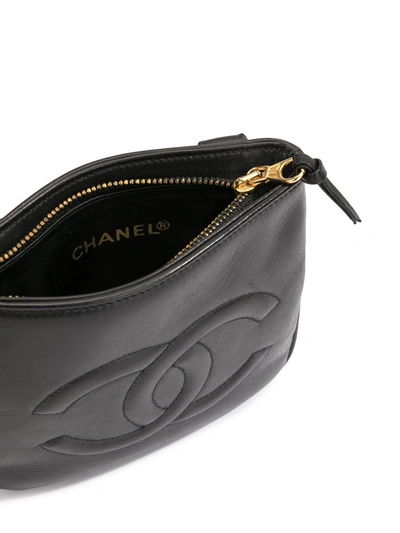 Pre-owned Chanel 1990 Cc Waist Belt Bag In Black