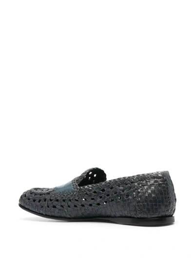 Shop Dolce & Gabbana Woven-effect Slip-on Loafers In Blue