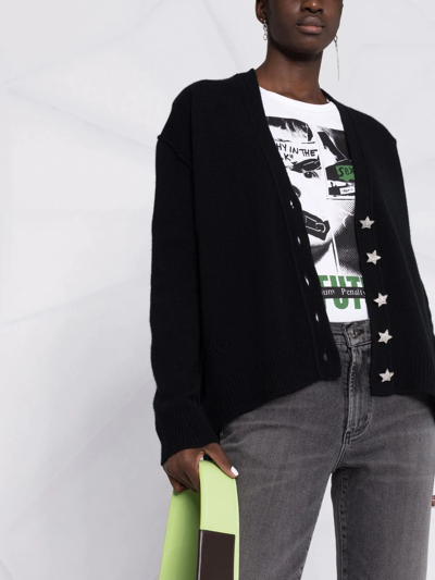 Zadig & Voltaire Star Button Cashmere Cardigan In Schwarz