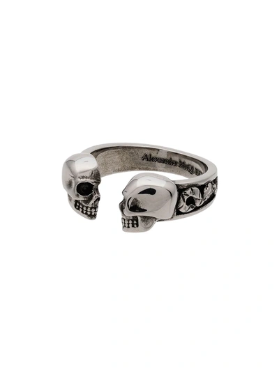 Shop Alexander Mcqueen Skull Head Ring In Metallic