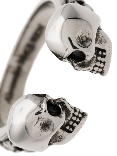 Shop Alexander Mcqueen Skull Head Ring In Metallic