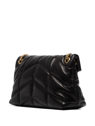 Saint Laurent Loulou Ysl Small Puffer Shoulder Bag In Black