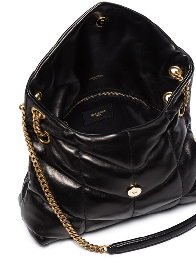 Saint Laurent Loulou Ysl Small Puffer Shoulder Bag In Black