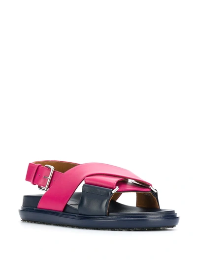 Shop Marni Cross-strap Leather Sandals In Pink