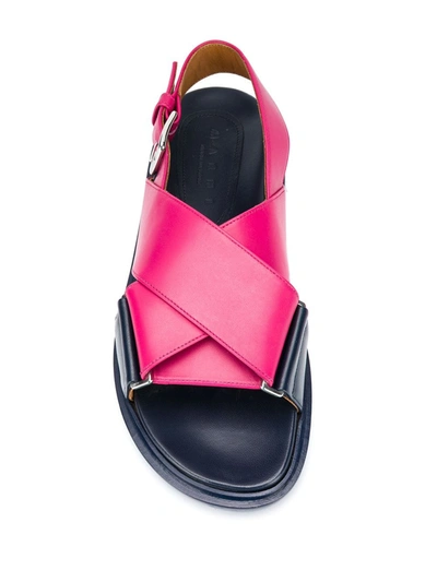 Shop Marni Cross-strap Leather Sandals In Pink