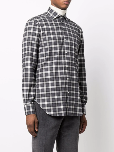 Barba Napoli Plaid-check Print Shirt In Grau