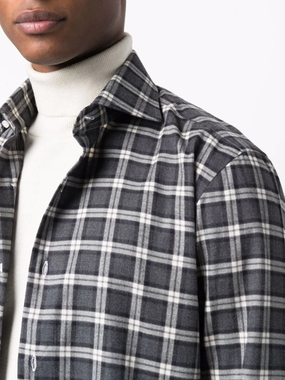 Barba Napoli Plaid-check Print Shirt In Grau