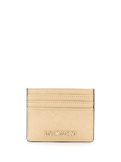 Shop Love Moschino Logo Cardholder Wallet In Gold
