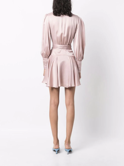 Shop Zimmermann Tie-fastening Silk Mini Dress In Pink