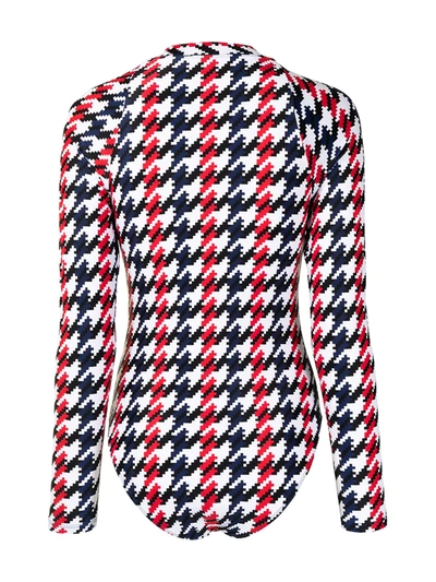 Perfect Moment Spring Houndstooth-print Surf Wetsuit In Schwarz