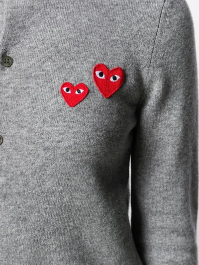 Shop Comme Des Garçons Play Embroidered Cardigan In Grey