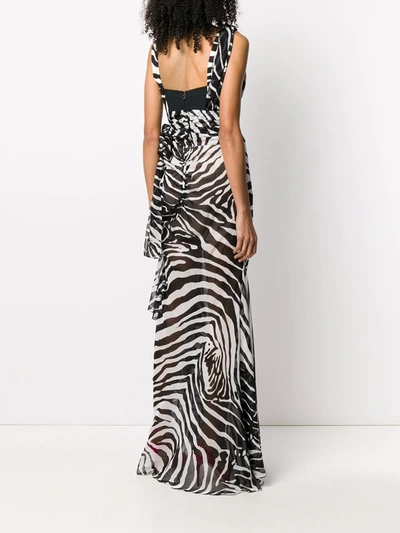 Dolce & Gabbana Wrap-effect Zebra-print Chiffon Maxi Dress In Black