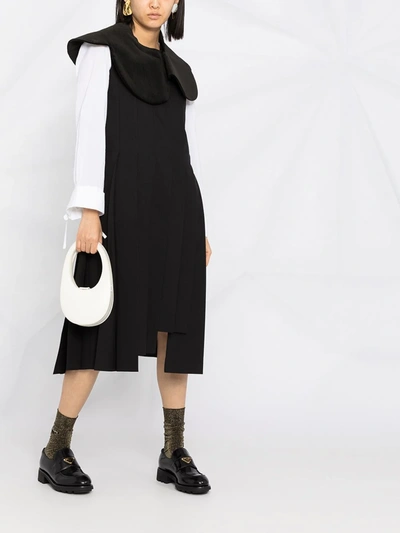 Shop Comme Des Garçons Asymmetric Pleated Dress In Black