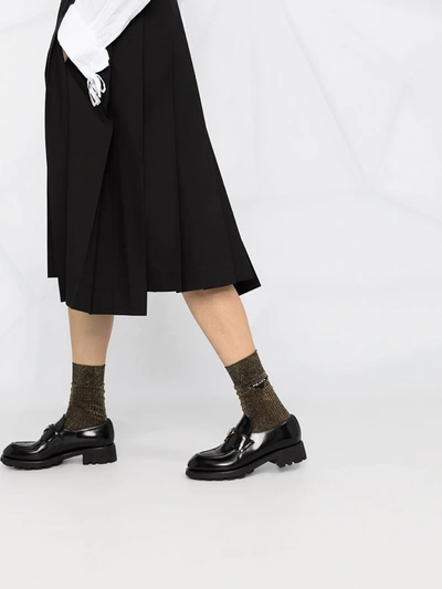 Shop Comme Des Garçons Asymmetric Pleated Dress In Black