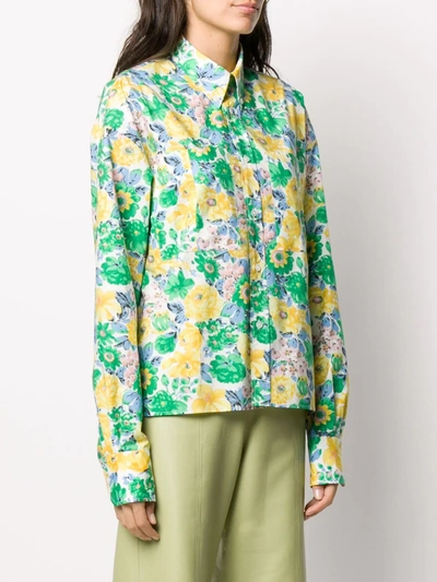 Shop Plan C Floral Print Shirt In White