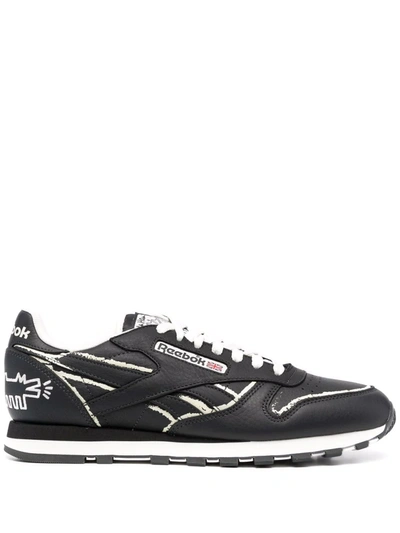 Reebok X Keith Haring Classic Leather Sneakers In Black | ModeSens
