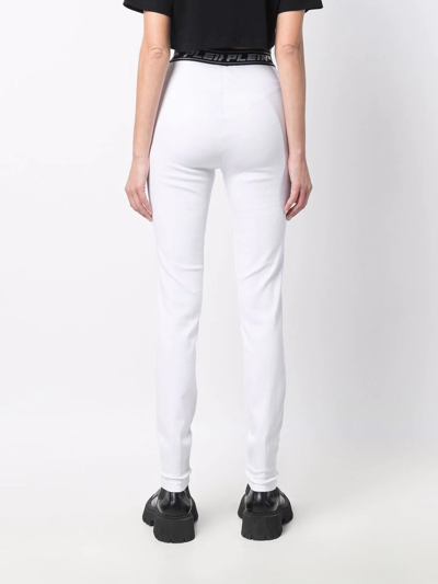 Shop Philipp Plein Logo-waistband Leggings In Weiss