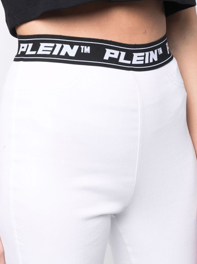 Shop Philipp Plein Logo-waistband Leggings In Weiss