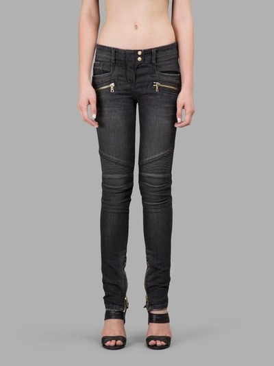 Shop Balmain Black Biker Jeans