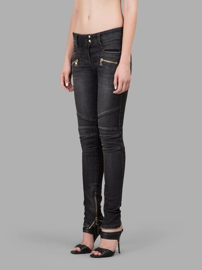 Shop Balmain Black Biker Jeans