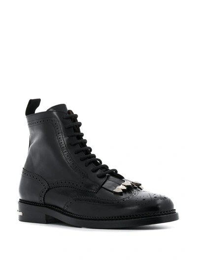 Toga Virilis Tasselled Lace-up Leather Boots In Black